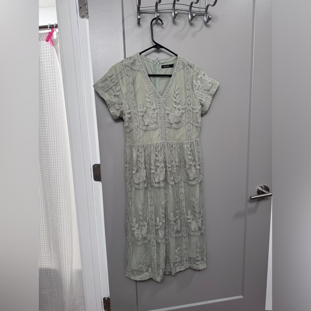 Mikarose olive green midi dress, Size M